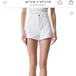Alice + Olivia Amazing High Rise white denim shorts